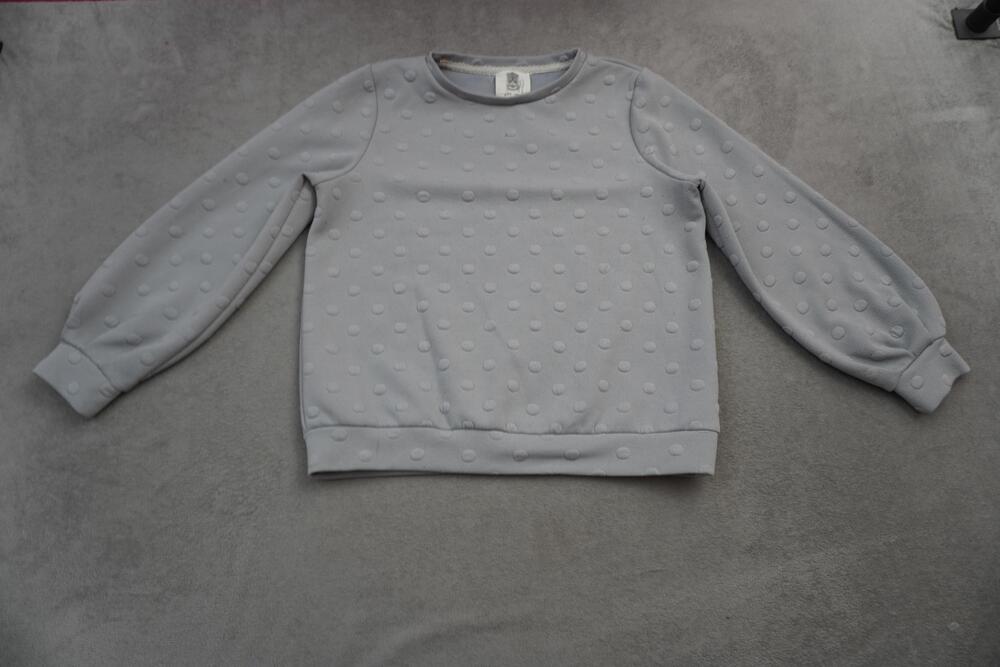 Lili's Closet Sweater Womens Medium Gray Polka Dot Balloon Sleeve Pullover Knit